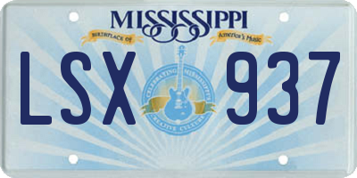 MS license plate LSX937