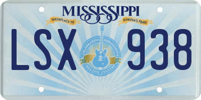 MS license plate LSX938