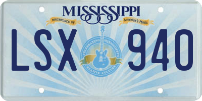 MS license plate LSX940