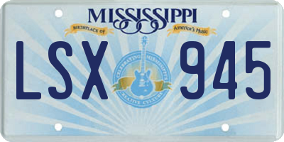 MS license plate LSX945