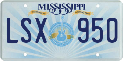 MS license plate LSX950