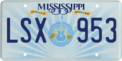 MS license plate LSX953