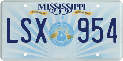 MS license plate LSX954