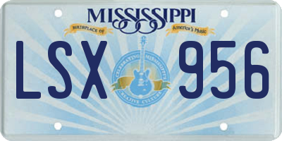 MS license plate LSX956