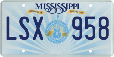 MS license plate LSX958