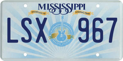 MS license plate LSX967