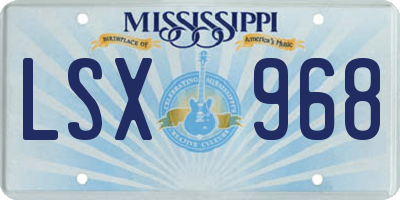 MS license plate LSX968