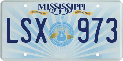 MS license plate LSX973