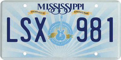 MS license plate LSX981