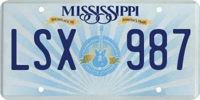MS license plate LSX987