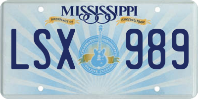 MS license plate LSX989