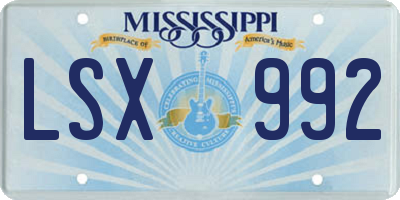 MS license plate LSX992