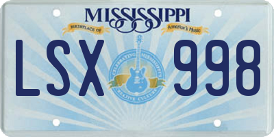 MS license plate LSX998