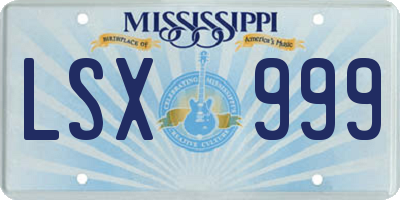 MS license plate LSX999