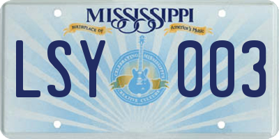 MS license plate LSY003