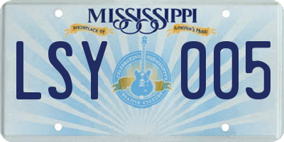 MS license plate LSY005
