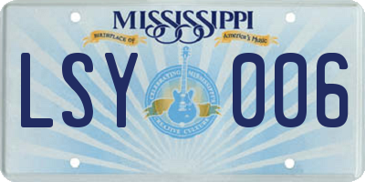 MS license plate LSY006