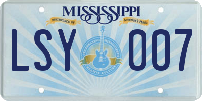 MS license plate LSY007