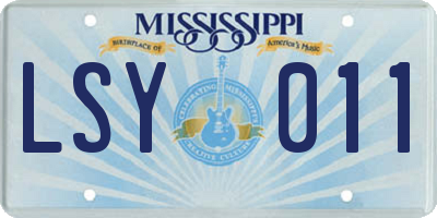 MS license plate LSY011