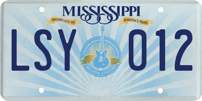 MS license plate LSY012