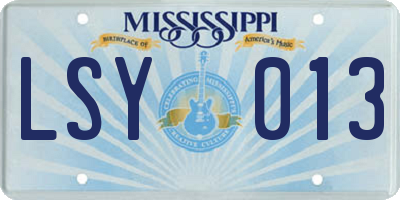 MS license plate LSY013