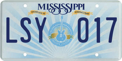 MS license plate LSY017