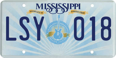 MS license plate LSY018
