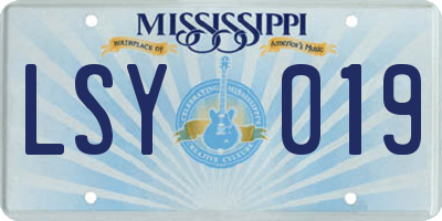MS license plate LSY019