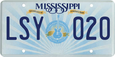 MS license plate LSY020