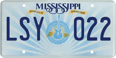 MS license plate LSY022