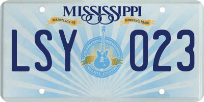 MS license plate LSY023