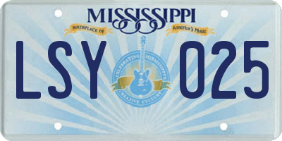 MS license plate LSY025