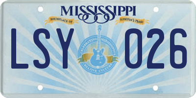 MS license plate LSY026