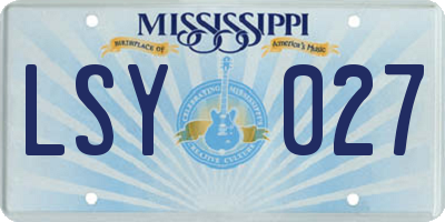 MS license plate LSY027