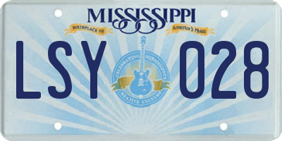 MS license plate LSY028