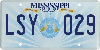 MS license plate LSY029
