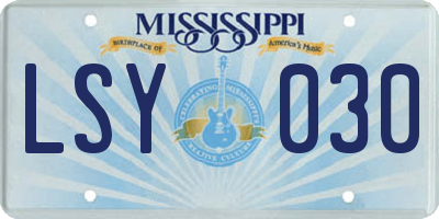 MS license plate LSY030