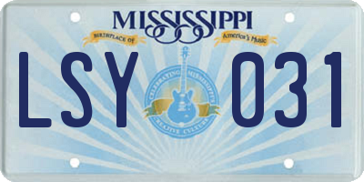 MS license plate LSY031