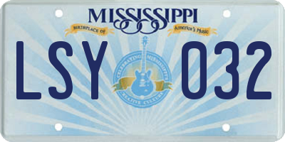 MS license plate LSY032