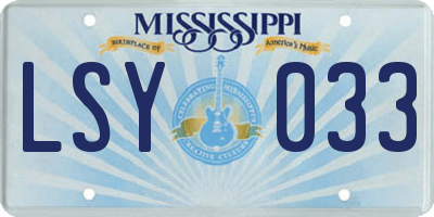 MS license plate LSY033