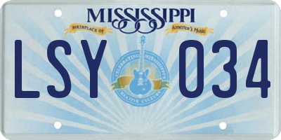 MS license plate LSY034