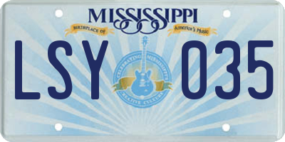 MS license plate LSY035