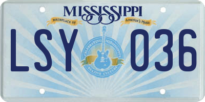 MS license plate LSY036