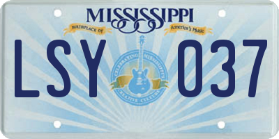 MS license plate LSY037