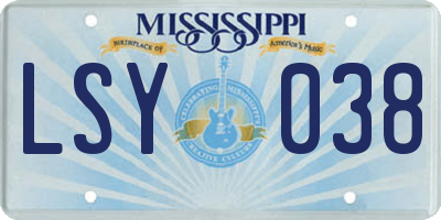 MS license plate LSY038