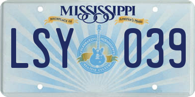 MS license plate LSY039