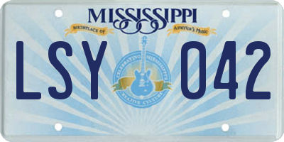 MS license plate LSY042