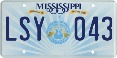MS license plate LSY043