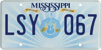 MS license plate LSY067