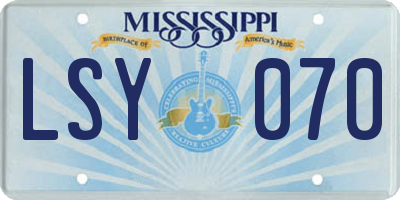 MS license plate LSY070